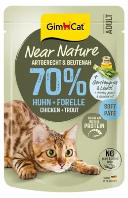 Zdjęcie produktu dla GimCat Near Nature Huhn & Forelle - Bezglutenowa karma mokra dla kotów, przeznaczona dla kotów od