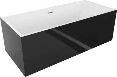 Produktbild von Mexen Vigo freistehende Badewanne 178,5 x 80 cm, weiß/schwarz, gebürsteter Nickelüberlauf - 51251788075-97