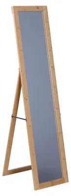 Imagen del producto de Espejo de cuerpo entero con marco de bambú, ideal para colgar en la pared o colocar en el suelo