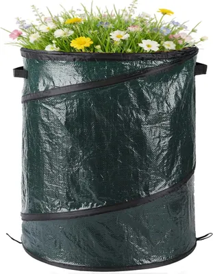 Image de Sac poubelle pliable et robuste, idéal pour les campings, avec poignées. Conteneur réutilisable pour les feuilles, les déchets, les jouets, lors de randonnées
