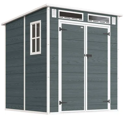 Obrázek produktu pro Zahradní domek z plastu o rozloze 2,89 m² s dvojitými dveřmi | Barva: Šedá | Rozměry: 182 x 182 x 196 cm
