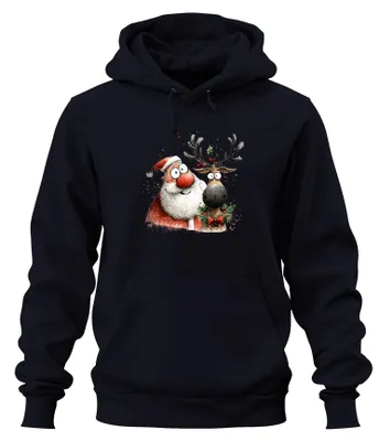 Produktbild von Weihnachtsmann Rentier Rudolph lustig Weihnachten Hoodie Kapuzenpullover, Navy, S