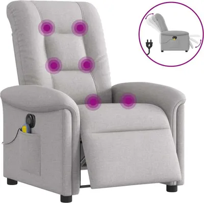 Image de Fauteuil de massage inclinable électrique gris nuage tissu