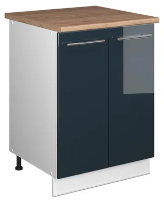 Produktbild von Spülenunterschrank Vicco Fame-Line Dunkelblau Hochglanz/Weiß 60 cm, Model 65099