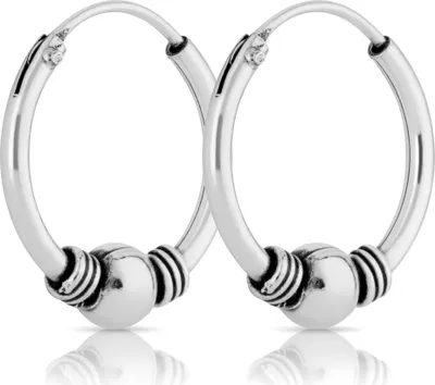 Produktbild von Paar Bali Creolen Kugel 13mm 925 Sterling Silber Mittelalter Schmuck Gothic 1781