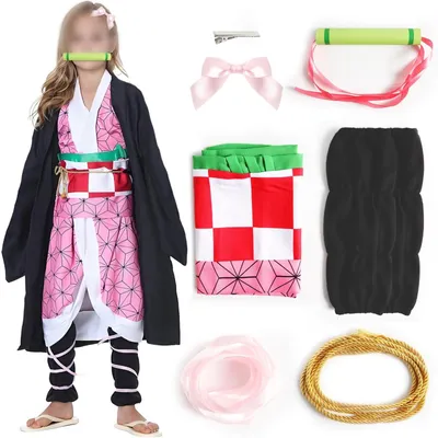 Produktbild von Kostüm für Erwachsene – Nezuko Cosplay – Anime-Outfit – Kimono/Jacke – Umhang/Gürtel – Inklusive Accessoires – Cosplay-Kostüm