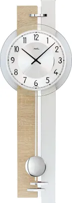 Produktbild von AMS W7441 Pendelwanduhr mit Sonoma-Gehäuse und Aluminium-Veredelung