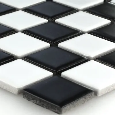 Produktbild von Mosaikfliesen Keramik Yona Schwarz Schachbrett Matt