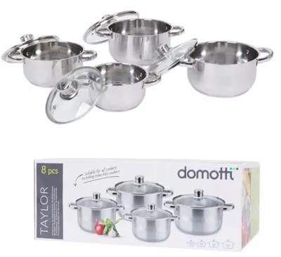 Produktbild von Dometti Topfset mit 4 Töpfen und 4 Deckeln Induktion geeignet