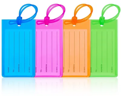 Produktbild von Kofferanhänger 4 Stück Bunt PVC Wasserdicht Adressanhänger für Gepäck Flugreise Kreuzfahrt