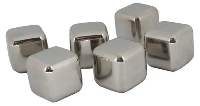 Dauer-Eiswürfel Kühlsteine Edelstahl 6Stück wiederverwendbar Whisky Steine Set