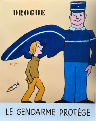 Zdjęcie produktu dla "Le Gendarme Protège" - Savignac, 1995 - Plakat - 32x40,5 cm