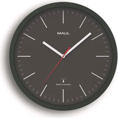 Produktbild von MAUL Wanduhr MAULjump Ø 31 x 4.2 cm funkgesteuert Kunststoff 1 x AA (1.5 V) schwarz