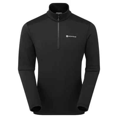 Schwarze Midlayer Jacke "Protium Pull-On" von Montane; mit kurzem Reißverschluss und langen Ärmeln.