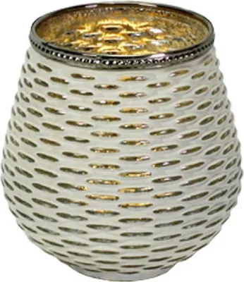 Produktbild von Windlicht Glas weiß-Silber gemustert Ø9,6 cm H10,4 cm, Werner Voß,mit Metallrand