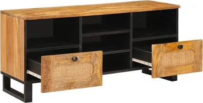 Zdjęcie produktu dla vidaXL Szafka pod TV z półką brązowa 100 x 33 x 46 cm lite drewno mango