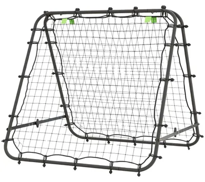 Produktbild von Fußball Rebounder Kickback Tor Rückprallwand Netz beidseitiger Rückprall Verstellbar in 5 Stufen für Fußball Training Stahl Schwarz 100 x 95 x 90 cm