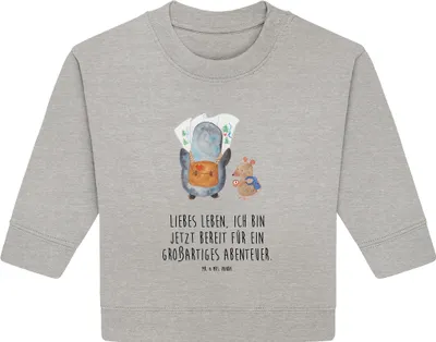 Produktbild von Mr. & Mrs. Panda Organic Baby Pullover Pinguin & Maus Wanderer 12. - 18. Monat - Heather Grey - Geschenk, Roadtrip, Bullover, Abenteuer, Wandern