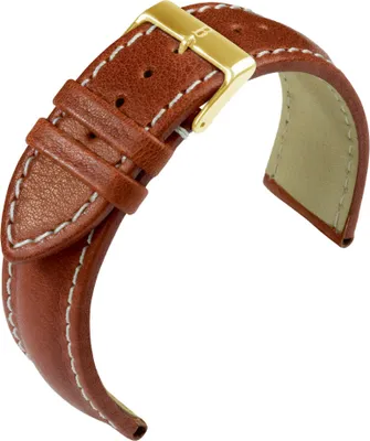 Produktbild von Eulit Barington Chronomaster > Uhrenarmband braun Leder > Kontrastnaht, Stegbreite:24mm, Schließe:Gelbgolden