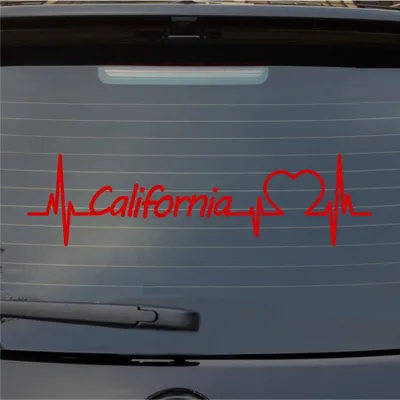 Produktbild von Heckscheibenaufkleber California Herzschlag Puls Staat USA Liebe 55x15 cm Rot Auto Aufkleber Sticker