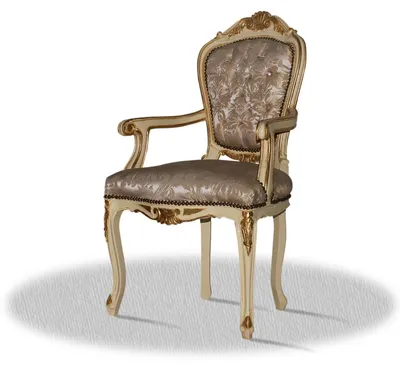 Produktbild von Casa Padrino Barock Armlehnen Esszimmerstuhl Creme Gold Silber