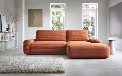 Produktbild von Masseno Ecksofa OSSO mit Schlaffunktion L-Form, Sofa mit Bettkasten, Wohnzimmersofa, Couch, Soffa, Bettsofa, Couchgarnitur- Orange, AMBIENCE 09