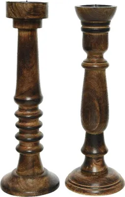 Produktbild von Decoris Kerzenständer aus Mangoholz, braun gewaschen, 45 cm