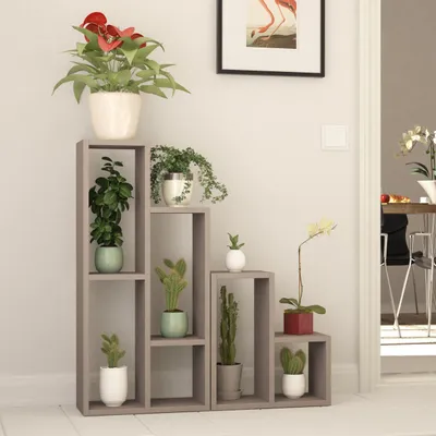 Produktbild von DECORTIE Sule Moderner Pflanzenständer Mokka Grau Mehrzweck, 42 x 20 x 89 cm