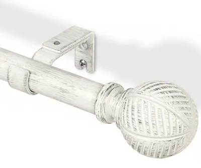 Gardinenstange Holzoptik 76-152 cm, 25 mm, verstellbar, Weiß