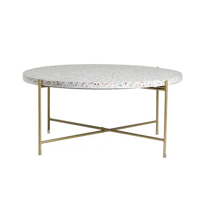 Produktbild von Miliboo - Runder Couchtisch aus Terrazzo und goldfarbenes Metall D81 cm MEZZO
