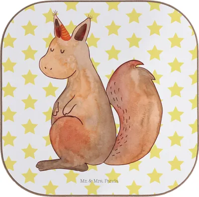 Produktbild von Mr. & Mrs. Panda Tischuntersetzer Einhorn Glauben - Weiß - Geschenk, Unicorn, Tischschoner, Untersetzer Gläser, für, Einhörnchen, Einhörner, Eichhörnchen, Coaster, Glas