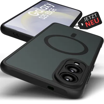 Produktbild von Case Samsung Galaxy S25 EDGE | MagSafe Magnetring Matt Schwarz Dünn | Schutzhülle stoßfest Kameraschutz | GreenHec Frosted Black
