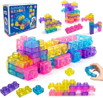 Imagen del producto de Bloques de construcción blandos, juego de 40 piezas, de varios colores, flexibles, para niños