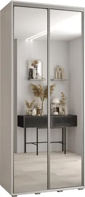 Produktbild von MEBLE KRYSPOL Davos 2 Schrank, zwei Türen - 235,2x110x45 cm - Weiß Weiß Silber