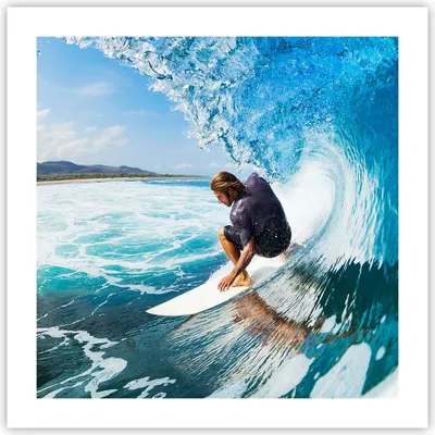 Produktbild von Poster - Poster ohne Rahmen - Surfen Surfer Ozean Welle - 50x50 cm - Wand Bild - Wanddeko - Wandbilder - Kunstposter - Wandposter - Bilder - Kunstdruck - Wanddekoration - Wandbild - P2XAC50x50-2785
