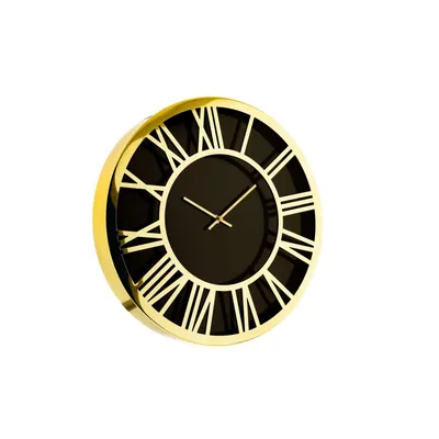 A modern wall clock with Roman numerals.