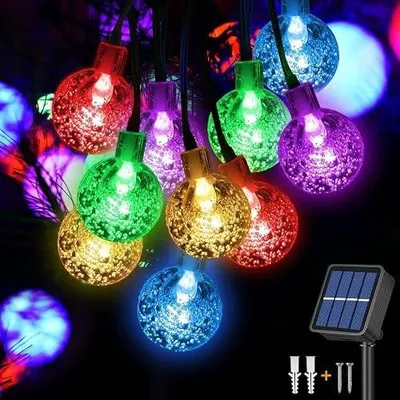 Zdjęcie produktu dla Lampki solarne do ogrodu 50 LED kolorowe 8 trybów 7 5 m wodoodporne