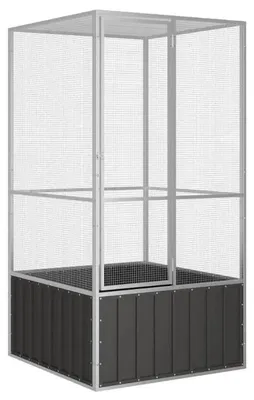 Zdjęcie produktu dla Klatka dla ptaków na zewnątrz - Duża woliera - Stal nierdzewna - 111x107x211,5 cm - Dla papug i innych ptaków - Kolor antracytowy