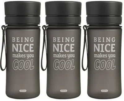 Produktbild von Trinkflasche 3er Set Sportflasche Shaker Wasserflasche Auslaufsicher Sieb Grau