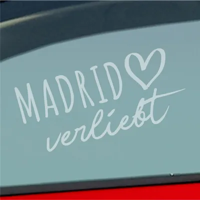 Produktbild von Auto Aufkleber Madrid verliebt Herz Stadt Heimat Liebe Car 19x9 cm Milchglas Sticker Heckscheibenaufkleber