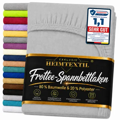 Produktbild von EXKLUSIV HEIMTEXTIL Frottee Spannbettlaken Rundumgummizug Marke 70 x 140 cm Silber 80% Baumwolle 20% Polyester Bed-Sheet Bettlaken Spannbetttuch Topper Leinentuch