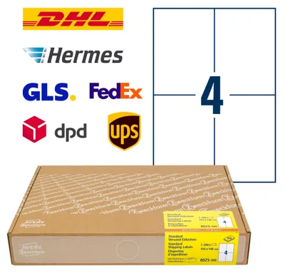 Productafbeelding van AVERY Zweckform 8025-300: AVERY Zweckform verzendetiketten, 105 x 148 mm, wit