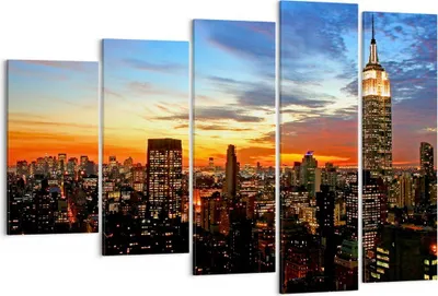 Produktbild von Bild auf Leinwand - Leinwandbild - Amerika gebäude sonnenuntergang wolkenkratzer - 150x100cm - Wand Bild - Wanddeko - Leinwanddruck - Bilder - Kunstdruck - Leinwand bilder - Wandkunst - EG150x100-2125