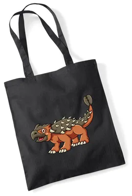 Produktbild von Huuraa Jutebeutel Ankylosaurus Dinosaurier 10 Liter Black Baumwolle Tasche Geschenkidee