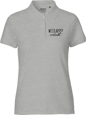 Produktbild von Huuraa Damen Polo Shirt Wetzlar verliebt M Sport Grey Bio Baumwolle Fairtrade Poloshirt Geschenkidee
