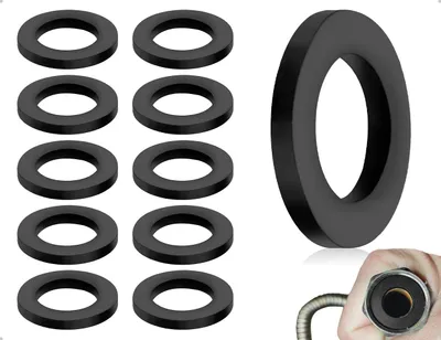 Produktbild von 10 Dichtungsringe, Duschschlauchverbinder, Flachringe, Gummischlauchdichtung, schwarz, 19 × 2 mm