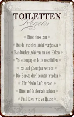 Produktbild von vianmo Blechschild 18x12 cm Toiletten Regeln Haus Warnschild Hinweisschild Sicherheit Vorsicht