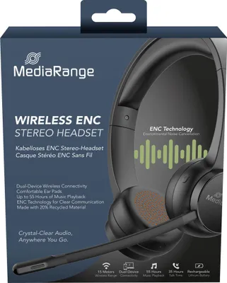 Produktbild von MediaRange MROS307, Kabellos, Anrufe/Musik, 20 - 20000 Hz, 150 g, Kopfhörer, Schwarz