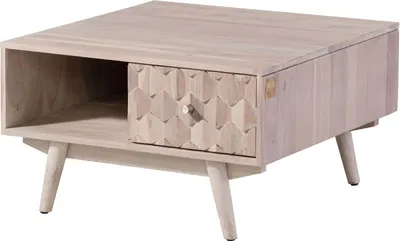 Image de MASSIVMOEBEL24 | Table basse 70x70 Acacia laqué blanc MOSAYK #217