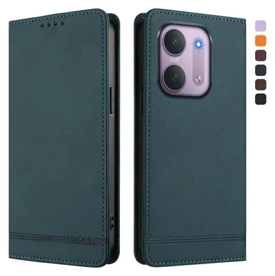 Image de Étui pour Xiaomi Redmi 17C 5G, type portefeuille en cuirPolyuréthanerétro avec support et emplacements pour cartes, couleur verte